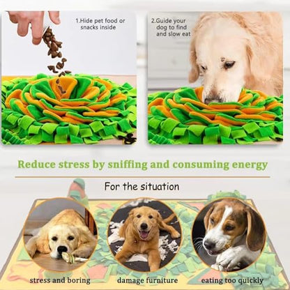 Large Snuffle Mat for Dogs，31''x19'',Interactive Puzzle Dog Sniff Mat,Slow Feeder Dog Puzzle Toys for Training & Mental Stimulation,Easy to Clean,Durable Digging Toys for Small Medium & Large Dogs - color: yellow