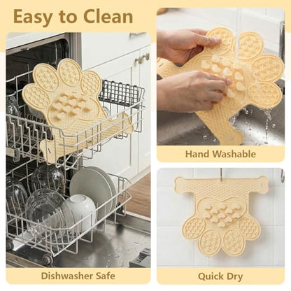 Dog Lick Mat with Suction Cups, Slow Feeder & Enrichment Mat for Dogs & Cats, Silicone Feeding Mat for Wet & Dry Food, Anxiety Relief, Mess-Free Foldable Pocket Design, Yellow - color: Yellow