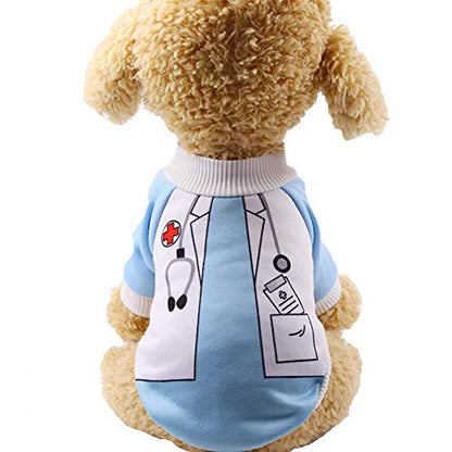 SEIS 2 Legs Dog Doctor Costume Halloween Party Pet Nurse Cloth Fleece Funny Cat Cosplay Winter Hoodies for Small Mediumn Dogs Cats (Doctor, L) - size: L