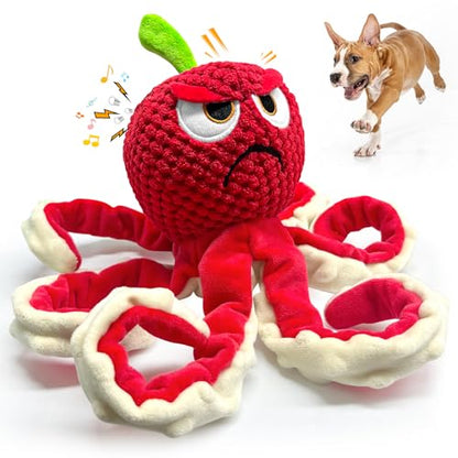 Jeefome Squeaky Dog Toys Octopus -Plush Stuffed Dog Chew Toys with Soft Fabric for Small Medium and Large Dogs,Interactive Tug of War Puppy Toys to Keep Them Busy