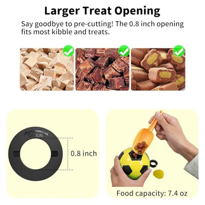 Interactive Dog Toys Treat Dispensers - Giggle Squeaky Dog Soccer Ball Rewards Puzzle to Keep Them Busy, Mental Stimulation Enrichment Food Dispensing for Small Medium Large Breeds, Yellow - color: Yellow