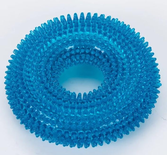 Interactive Dog Chew Ring Toy with Sound, Dental Cleaning, Durable Textured Surface (Lake Blue, Small) - color: Lake Blue, size: Small