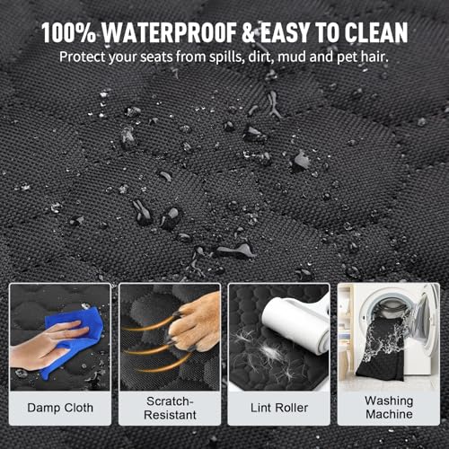 Dog Car Seat Cover, Back Seat Cover for Dog Pet Car Seat Universal Waterproof Scratch Proof Nonslip Durable Soft Pet Backseat Protector for Cars Trucks & SUVs (Black)