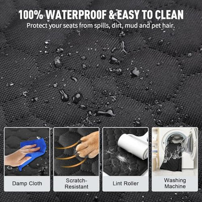 Dog Car Seat Cover, Back Seat Cover for Dog Pet Car Seat Universal Waterproof Scratch Proof Nonslip Durable Soft Pet Backseat Protector for Cars Trucks & SUVs (Black)