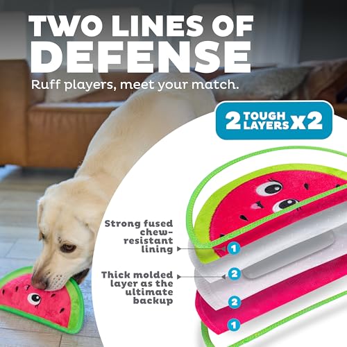 Outward Hound Tough Skinz Durable Squeaky Dog Toy with Two Tough Layers, Watermelon, Red, Medium - color: Watermelon, size: Medium