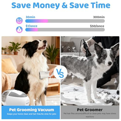 Dog Grooming Vacuum,Pet Grooming Vacuum with 2L Dust Cup & 13000Pa Suction, 6-in-1 Low Noise Pet Grooming Kit with Clipper & Steam Brush for Shedding, Professional Dog Vacuum for Dogs & Cats - color: Gray