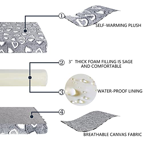 VANKEAN Reversible Cool and Warm Dog Bed Mat for Crates - Stylish Pad With Waterproof Inner Linings and Removable Machine Washable Cover, Firm Support for Small to XX-Large Dogs, Grey - size: S(24 x 18 x 3")