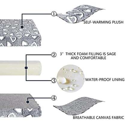 VANKEAN Reversible Cool and Warm Dog Bed Mat for Crates - Stylish Pad With Waterproof Inner Linings and Removable Machine Washable Cover, Firm Support for Small to XX-Large Dogs, Grey - size: S(24 x 18 x 3")