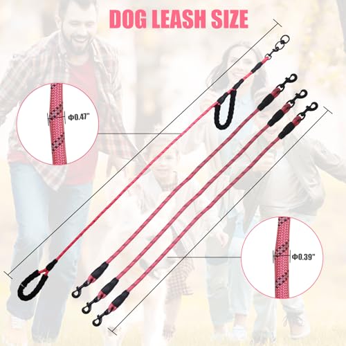 Exceptional 360 Anti-Tangle & No Pull Dual Dog Leash - Double Handle & Reflective for Small & Medium Dogs (Pink, 2 Way) - color: Pink, size: 2 Way