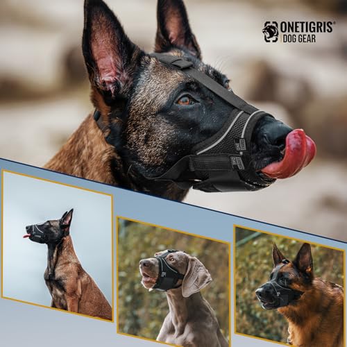 OneTigris Large Dog Muzzle, Soft Mesh Muzzles for Small Medium Large Dogs Chihuahua Poodle Husky Labrador Retriever, Breathable Dog Mouth Guard for Biting Chewing Grooming, Allow Panting Drinking(XXL) - size: XXL