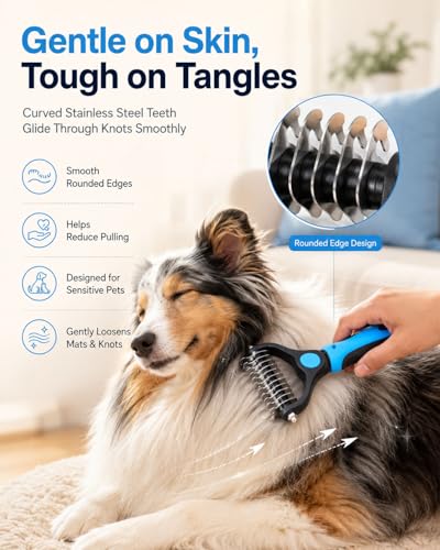 Double-Sided Pet Grooming Tool pro Brush for Deshedding Dog Brush Removes Tangles Knots and Loose Fur Long Haired Pet Brushes Comb for Dogs & Cats Pets Hair Remover Shedding(2pcRed(M+L)) - color: 2pcRed(M+L)