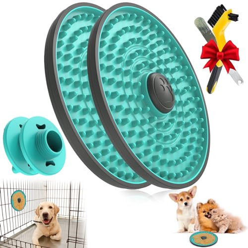 Dog Crate Lick Mat, Lick Pads for Dogs Slow Feeder, Crate Training Toy Crate Lick Plate, Very Suitable Dogs Crate, for Peanut Butter, Treats Yogurt, Bolognese, and Boredom Relief Licking Pad - color: Mint Green, size: 2 pcs