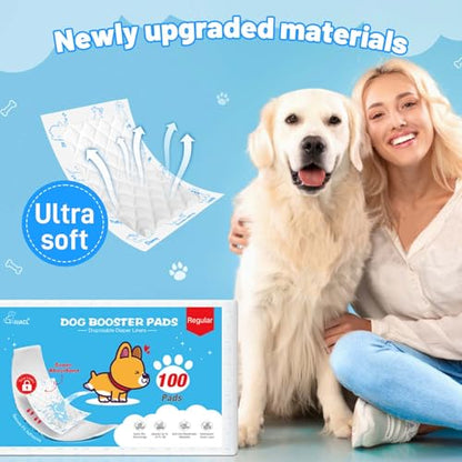 Dog Diaper Liners for Dog Diapers Male and Female 150ct Super Absorption Disposable Booster Pads for Most Reusable Pet Belly Bands, Washable Puppy Diapers Wraps - size: Regular (150 Count)