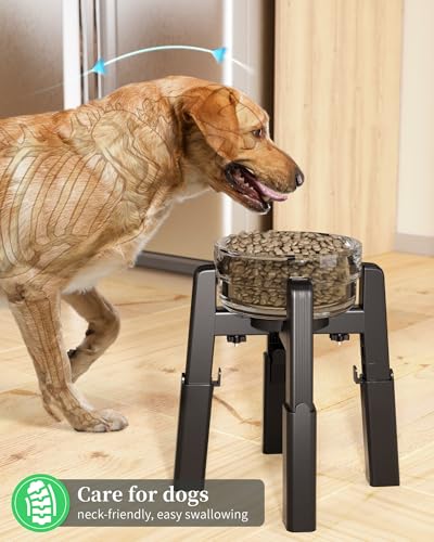 CZPET Dog Bowl Stand with Adjustable Height and Width [Stand Only], Single Raised Pet Water & Food Feeder for Medium & Large Dogs, Stable and Anti-Slip Eelvated Bowl - size: H: 6.3-10.6''; W: 6.1-10.4''