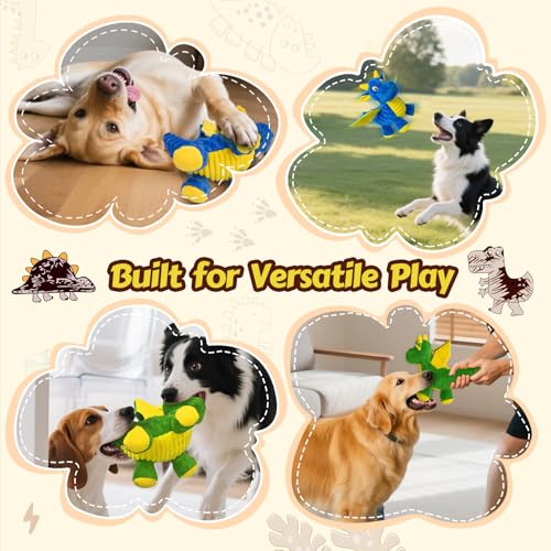 Squeaky Dog Toys - 2 Pack Soft Plush Dragon Dog Toys with 5 Squeakers in Head & Feet, Crinkle Wings, Cute Dog Toys for Small Medium and Gentle Large Dogs (Green & Blue,10") - color: Green & Blue