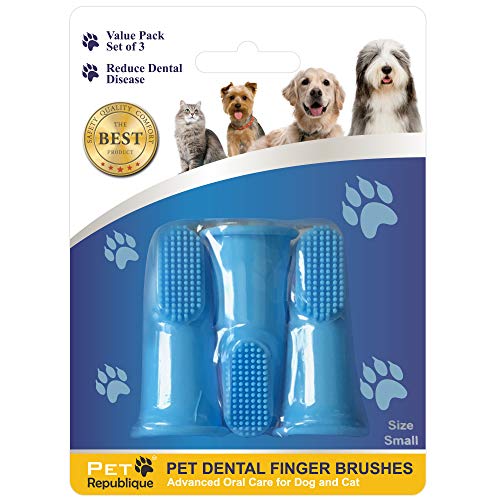 Pet Republique Dog Finger Toothbrush Set of 3 - Dental Hygiene Brushes for Small to Large Dogs, Cats, and Most Pets - Small Size Finger Opening - size: 3 Count (Pack of 1)