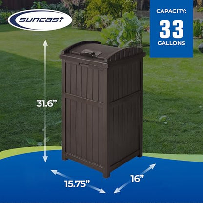 Suncast Trash Hideaway Outdoor Patio 33 Gal Garbage Waste Trash Can Bin (4 Pack) - color: Java Brown, size: 4 Pack
