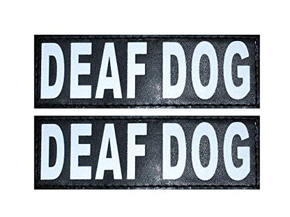 Doggie Stylz Set of 2 Reflective Deaf Dog Removable Patches with Hook Backing for Working Dog Harnesses & Vests. Durable and Interchangeable - Comes in 3 Sizes Small, Medium and Large - size: Medium 4" X 1.5"