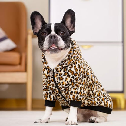 French Bulldog Clothes Dog Hoodie Sweatshirts with Pockets for Small Dogs Puppy Chihuahua Coat Clothing Pet Cat Hoodie Fleece Dog Sweaters Costume - color: Leopard, size: XS