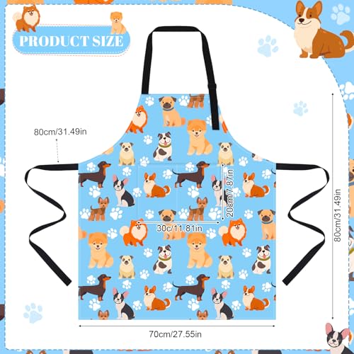 Dog Grooming Waterproof Apron with 2 Pockets, Cute Animals Puppy Dog Pets Apron - style: Blue Pet Dog