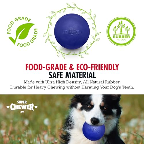 SuperChewer Tough Dog Ball Toy | Lifetime Replacement | Strong Natural Rubber | Great Dog Fetch Toy | Chew Toys for Dogs | Ultra Durable Chew Toys for Aggressive Chewers | Large Breed Tested - size: Small - 2 Inch / 6 oz