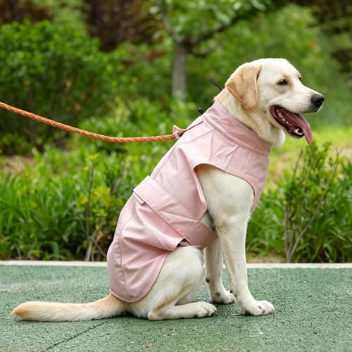Waterproof Dog Raincoat, Adjustable Lightweight Dog Rain Jacket with Reflective Strip Leash Hole for Small Medium Large Dogs (Pink, X-Large(37-55lb)) - color: Pink, size: X-Large(37-55lb)