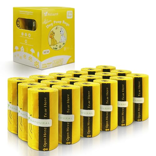 Certified Compostable Dog Poop Bags-270 Bags 18Rolls, Poop Bags for Dogs Made of Cornstarch - ASTM D6400 By USA, Leakproof Easy Open, Unscented Dog Waste Bags (Yellow) - color: Yellow