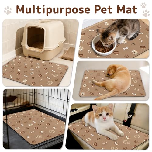 Dog Food Mat for Bowls, Absorbent Quick Dry Dog Cat Mats for Food and Water, Non-Slip Backing Pet Mat Pet Supplies - Bone Pattern - color: Bone1