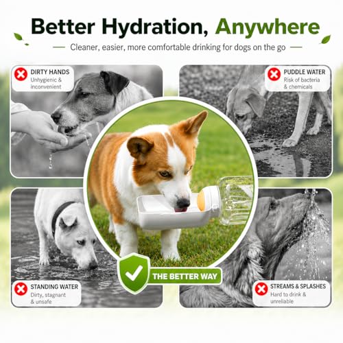 Dog Water Bottle with Food Container, 32oz Leak-Proof 3-in-1 Portable Dog Travel Water Bottle with 10oz Food Storage, Twist Dispensing Pet Water Dispenser for Walking Hiking Camping, White