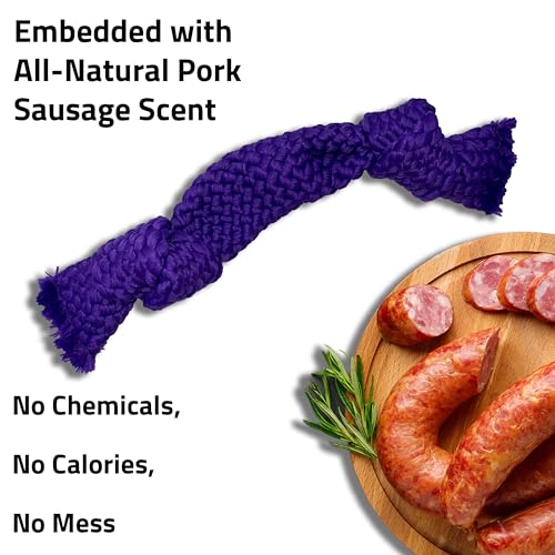 Playology Dog Toys | Dri-Tech Dental Rope Toy for Senior Dogs, Gentle on Teeth | Pork Sausage Scented Medium Toy | Dog Rope for Tug of War - size: Medium Rope, style: Pork Sausage