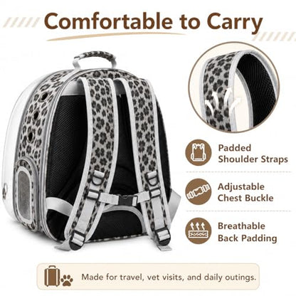 Expandable Cat Carrier Backpack for Cats & Dogs, Bubble Window Pet Travel Backpack with Breathable Mesh, Anti-Collapse Structure, Side Door, for Vet Visits, Hiking, Black and White Animal - color: Black and White Animal