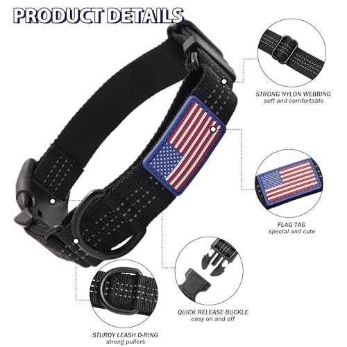 Martingale Dog Collar Quick Release Buckle No Pull Reflective Non-Slip for Medium Large Dogs Training (Black, Medium) - color: Black, size: Medium (Pack of 1)