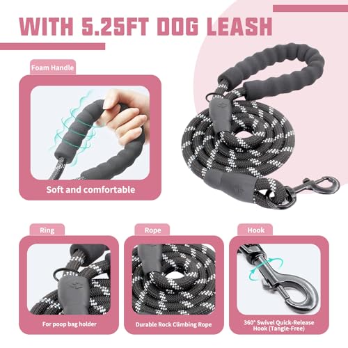 AUROTH Dog Harness and Leash Set, Soft Padded Service Dog Vest with 5.25FT Dog Leash, No Choke, Easy On Pet Vest, Adjustable Reflective No Pull Dog Harness Small Sized Dog, Easy Walking and Training - color: Pink, size: Small
