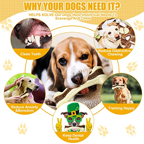 Sosation 4/5 Pack Dog Chew Toys for Aggressive Chewers Indestructible Nylon Dog Bones Beef Flavor Teething Chew Toys Bones for Large/Medium/Small Puppies(XL) - size: XL