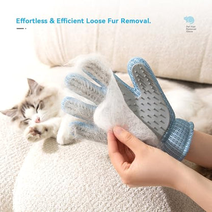 Pet Hair Remover Glove for Dogs & Cats, Upgraded 2-in-1, Double-Sided Usable, Gentle Deshedding Grooming Brush, Pet Hair Removal Tool for Furniture, Couch, Carpet, Car Seats, 1 Count