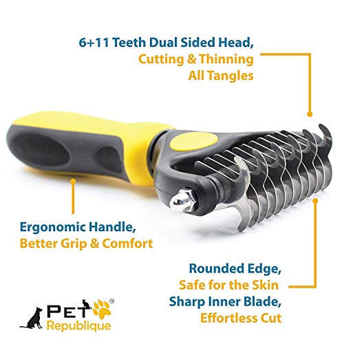 Pet Republique Dog Dematting Tool – Matt Splitters for Dogs, Cats, Rabbits, Long Haired Breed Pets – Effective Pet Dematting, Mat Remover, De-Matting Comb, or Dematter (6+11 Teeth) - size: 6+11 Teeth
