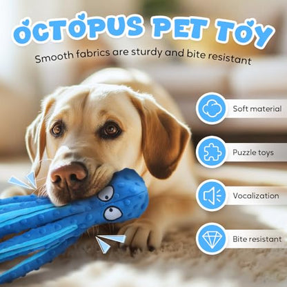 AprYew Octopus Dog Toys, No Stuffing Crinkle Dog Toys for Aggressive Chewers, Durable Interactive Chew Toys for Small, Medium and Large Dogs Training and Reduce Boredom (Purple) - color: Purple