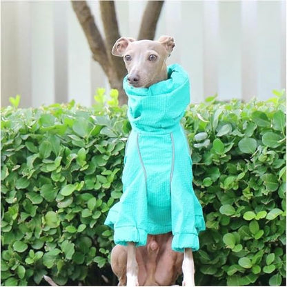 Large Dog Rain Jacket Greyhound Windbreaker Raincoat High Collar Adjustable Reflective Pet Clothes Rainproof Quick-Drying Jacket Coats for Whippet Dogs - color: Green, size: M