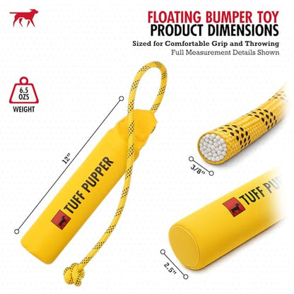Tuff Pupper Floating Dog Bumper Toy | Fetch Only Not a Chew Toy | Soft Foam Retrieve Trainer | High-Visibility Water & Snow Play | Gentle on Teeth | Lightweight Durable Outdoor Training Dummy - color: Floating Bumper Toy
