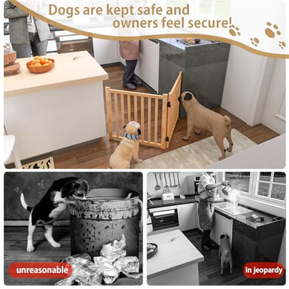 Wooden Freestanding Dog Gates,23" H Foldable Wood Pet Gate Indoor, No-Painted Puppy Gate for Doorways, Stairs, 23" Height-2 Panels - size: 【2 Panels】H:23''