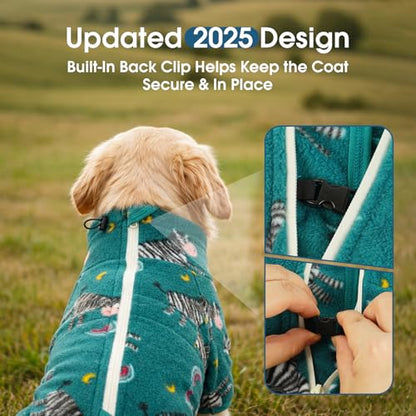ROZKITCH Dog Pajamas Warm Coat, Pet Windproof Warm Cold Weather Jacket Vest with Luminous Zipper, Jumpsuit Apparel Outfit Clothes for Small Medium Large Dog Geometry S - color: Purple-geometry, size: S