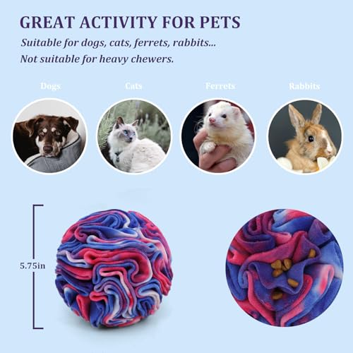 Ablechien Snuffle Ball for Dogs, Sniffle Interactive Treat Toy, Washable Puppy Treat Toy, Foraging Puzzle Ball Toy, Mind Games for Dogs, Enrichment Dog Toys - color: Violet