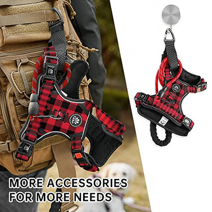 NESTROAD No Pull Dog Harness with Leash, Reflective No Choke Pet Vest Harness,Adjustable Soft Padded Dog Harness with Easy Control Handle for Small Dogs(Checkered Red,Small) - color: Checkered Red, size: 【S】neck 11-15" chest 15-21"