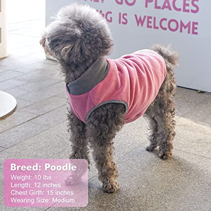 cyeollo 2 Pack Dog Sweaters Fleece Sweatshirt Stretchable Reflective Pet Sweater Dog Clothes for Small Puppy Dogs Girl, Pink & Grey S - color: Grey & Pink, size: Small