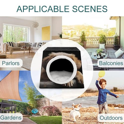 Collapsible Soft Dog Crate Pet Kennel Houses Puppies Dog Printed Lightweight Travel Crate Kennel Indoor & Outdoor, 13.8"x13.8"x11.8"