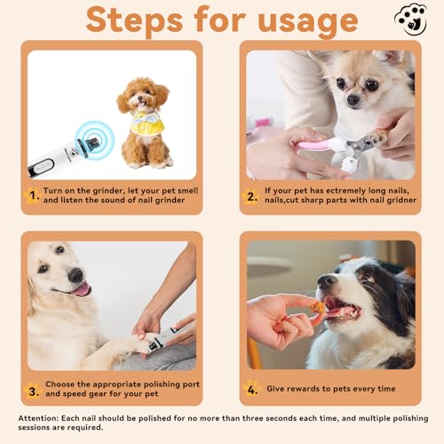 silent paws Quiet Pet Nail Grinder with LCD& Light | Quiet Dog Nail Grinder Suits Sensitive Pets. 3 Speeds Nail Trimmers for Small to Large Dogs ,Cats and Other Animals.