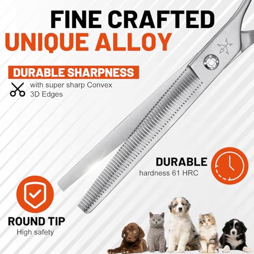 High-end Professional Dog Grooming Thinning Scissors Teeth Cutting Blending Shears Pet Texturizing Shears 7.5 Inch Extremely Very Sharp Stainless Steel Alloy For Cat Other Animals Groomer - style: 7.5inch Tiny Teeth Thinning