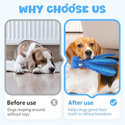 AprYew Octopus Dog Toys, No Stuffing Crinkle Dog Toys for Aggressive Chewers, Durable Interactive Chew Toys for Small, Medium and Large Dogs Training and Reduce Boredom (2PCS-B) - color: 2PCS-B