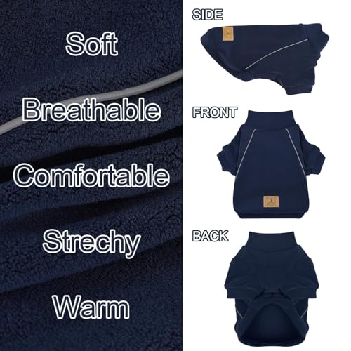 XPUDAC 4 Pack Dog Sweaters Fleece Dog Sweatshirt Winter Pet Clothes for Small Medium Dogs Boy Girl Pullover Puppy Christmas Outfits Cat Apparel, Grey, Blue, Navy, Green, L - color: Grey, Blue, Navy, Green, size: Large(Chest-18.5")