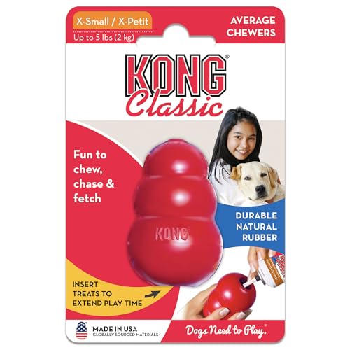 KONG Classic Stuffable Dog Toy - Fetch & Chew Toy for Dogs - Treat-Filling Capabilities & Erratic Bounce for Extended Play Time - Durable Natural Rubber Material - for Extra Small Dogs - size: X-Small